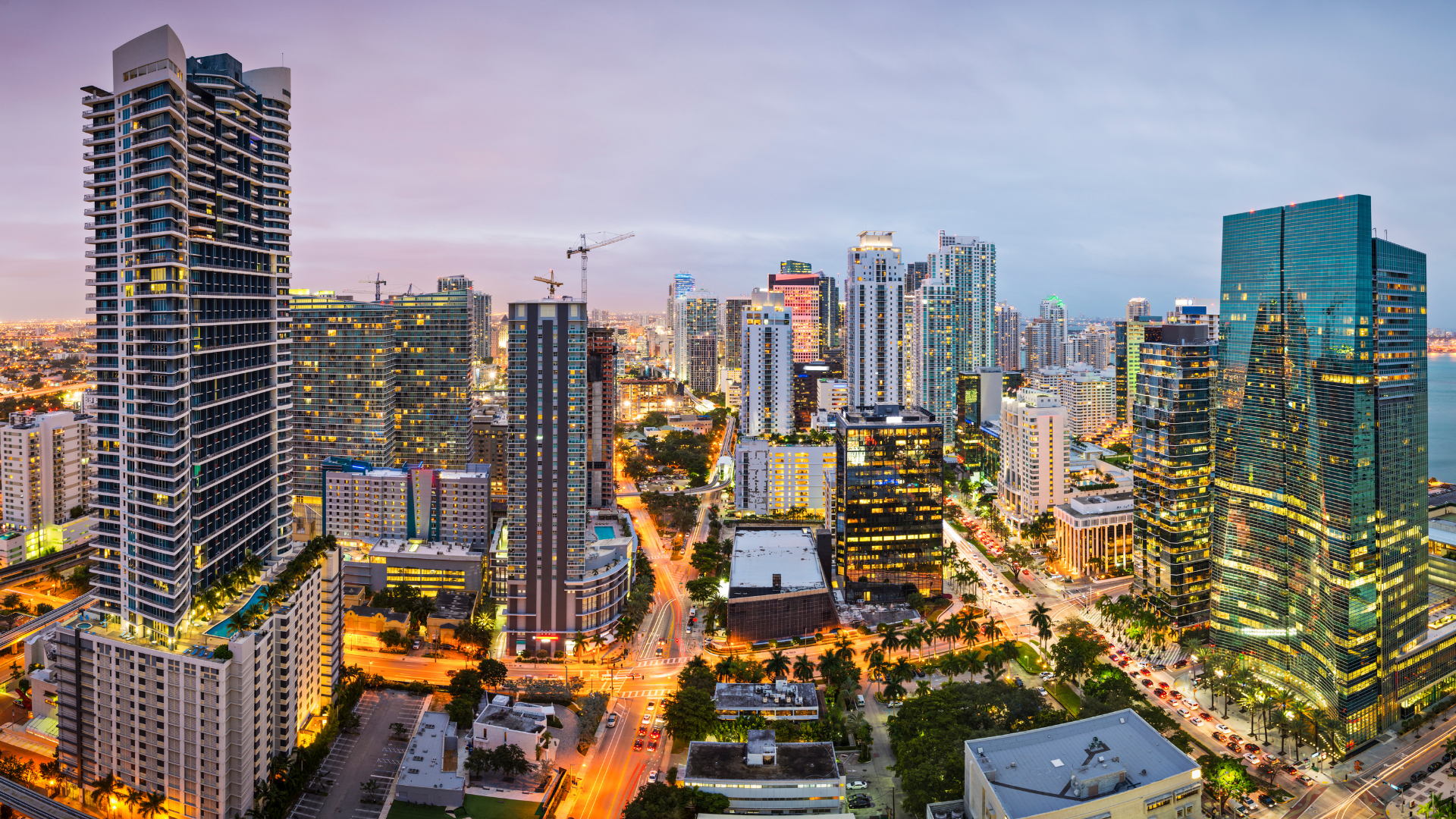 Miami skyline along the water